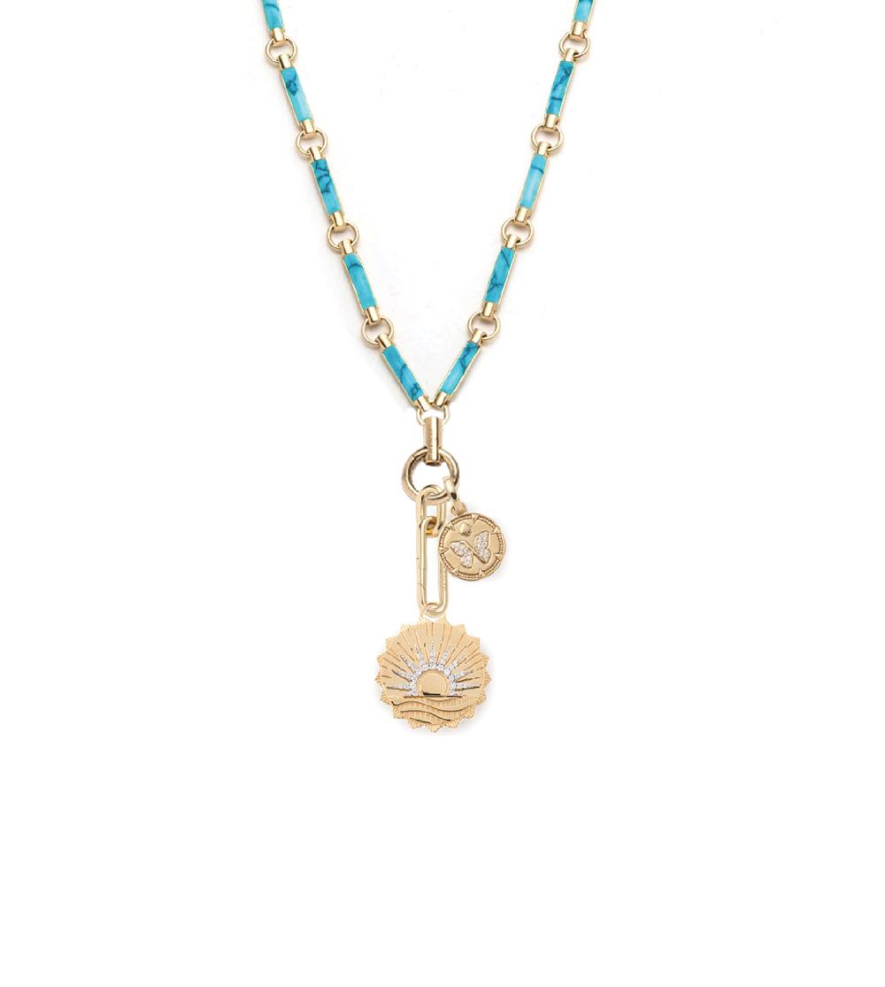 foundrae New Beginnings & Reverie Drop Element Chain Necklace Turquoise