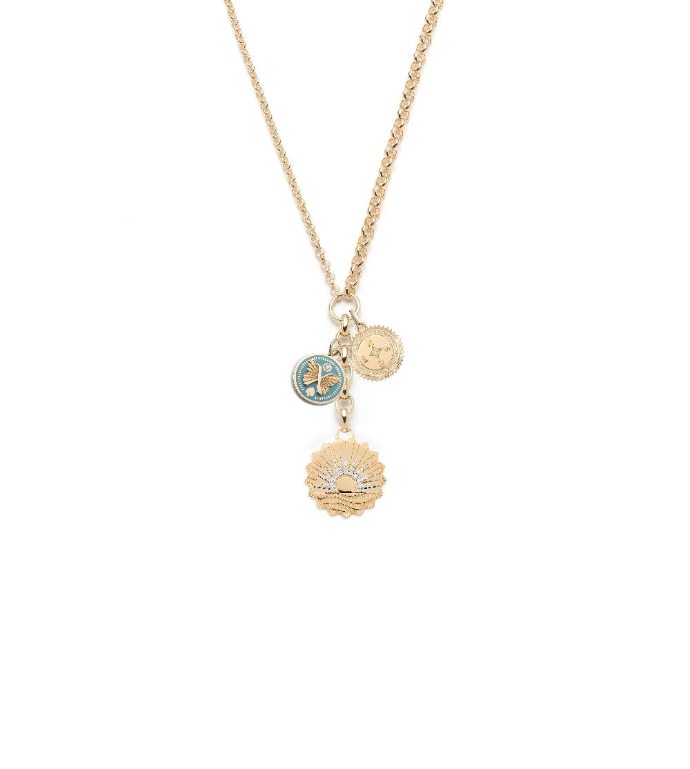 foundrae New Beginnings Reverie & Internal Compass Medium Mixed Belcher Extension Chain Necklace