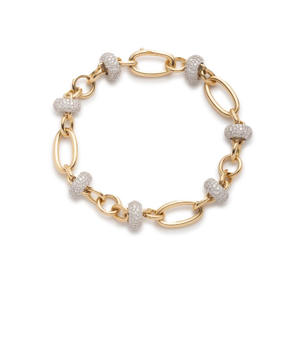 foundrae Orbit Bracelet in Yellow Gold with Pave Diamonds