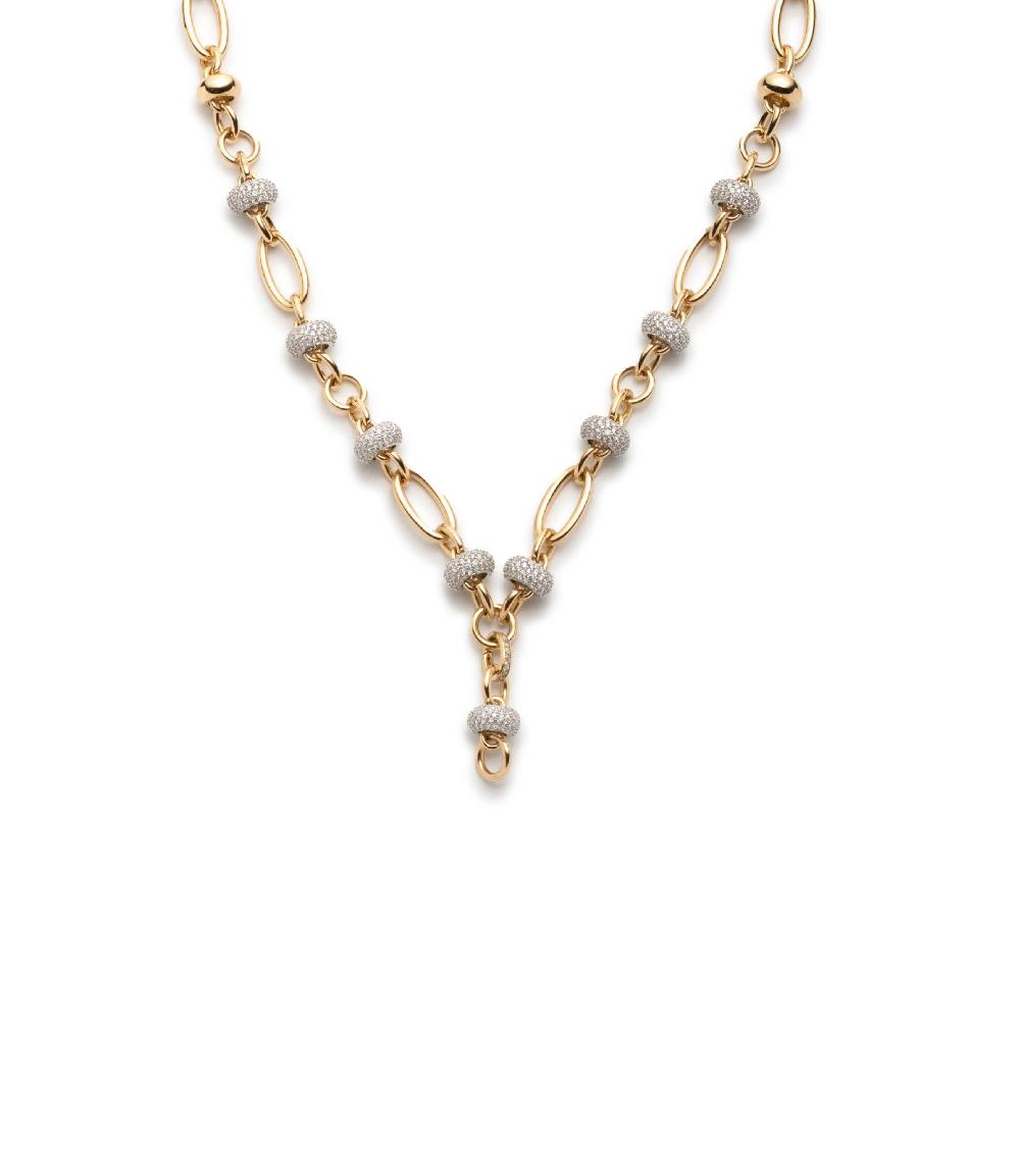 foundrae Orbit Extension Chain in Yellow Gold with Pave Diamonds