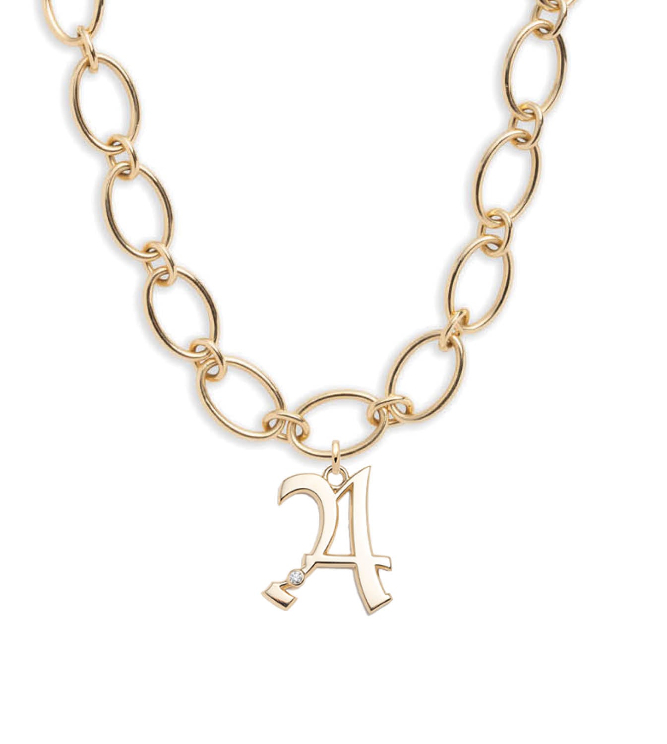 foundrae Oversized Initial Oval Link Chain Necklace