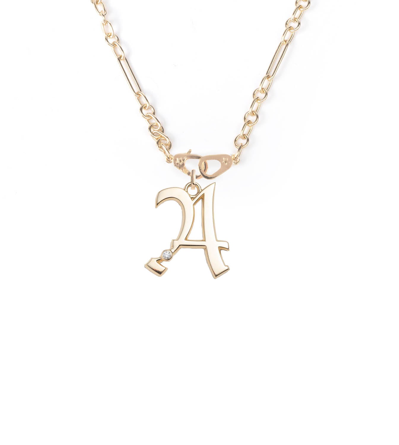 foundrae Oversized Initial Small Mixed Clip 36 Sister Hook Necklace