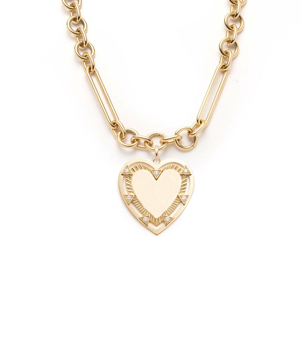 foundrae Oversized Mixed Clip Chain with Oversized Engravable Heart and Annex Link