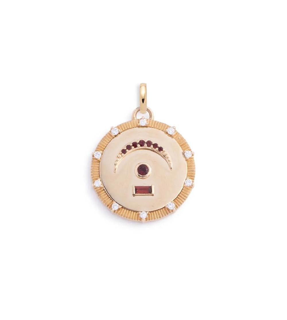 foundrae Pause - Internal Compass Medium Medallion Garnet with Annex Link