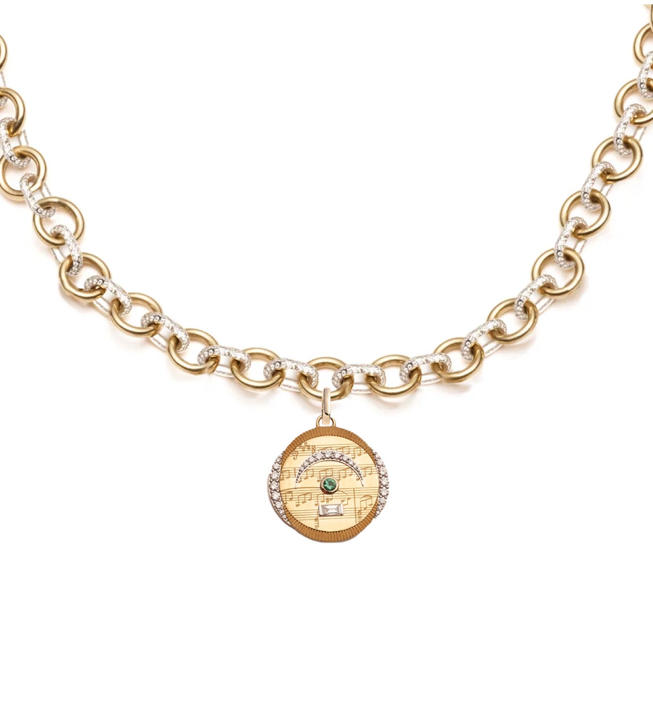 foundrae Pause - Internal Compass Pave Mixed Link Necklace