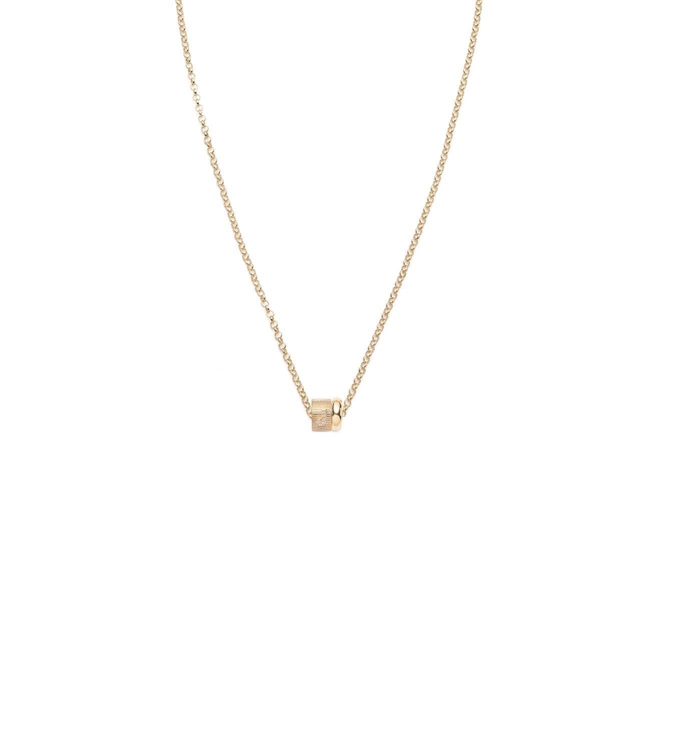 foundrae Pave Diamond Initial & Chubby Gold Heart Beat Fine Belcher Chain Necklace