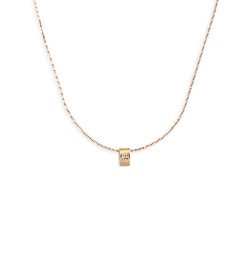 foundrae Pave Diamond Initial Heart Beat Fine Diamond Cut Curb Chain Necklace