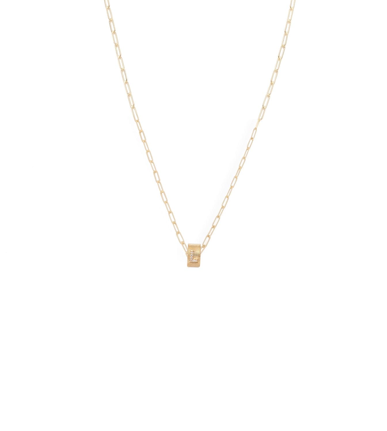 foundrae Pave Diamond Initial Heart Beat Super Fine Clip Chain Necklace