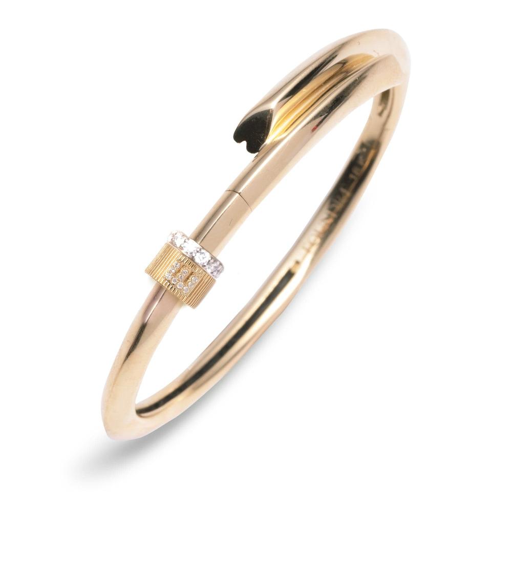 Foundrae Pave Diamond Initial & Pave Diamond Edge Heart Beat Strong Heart Bangle