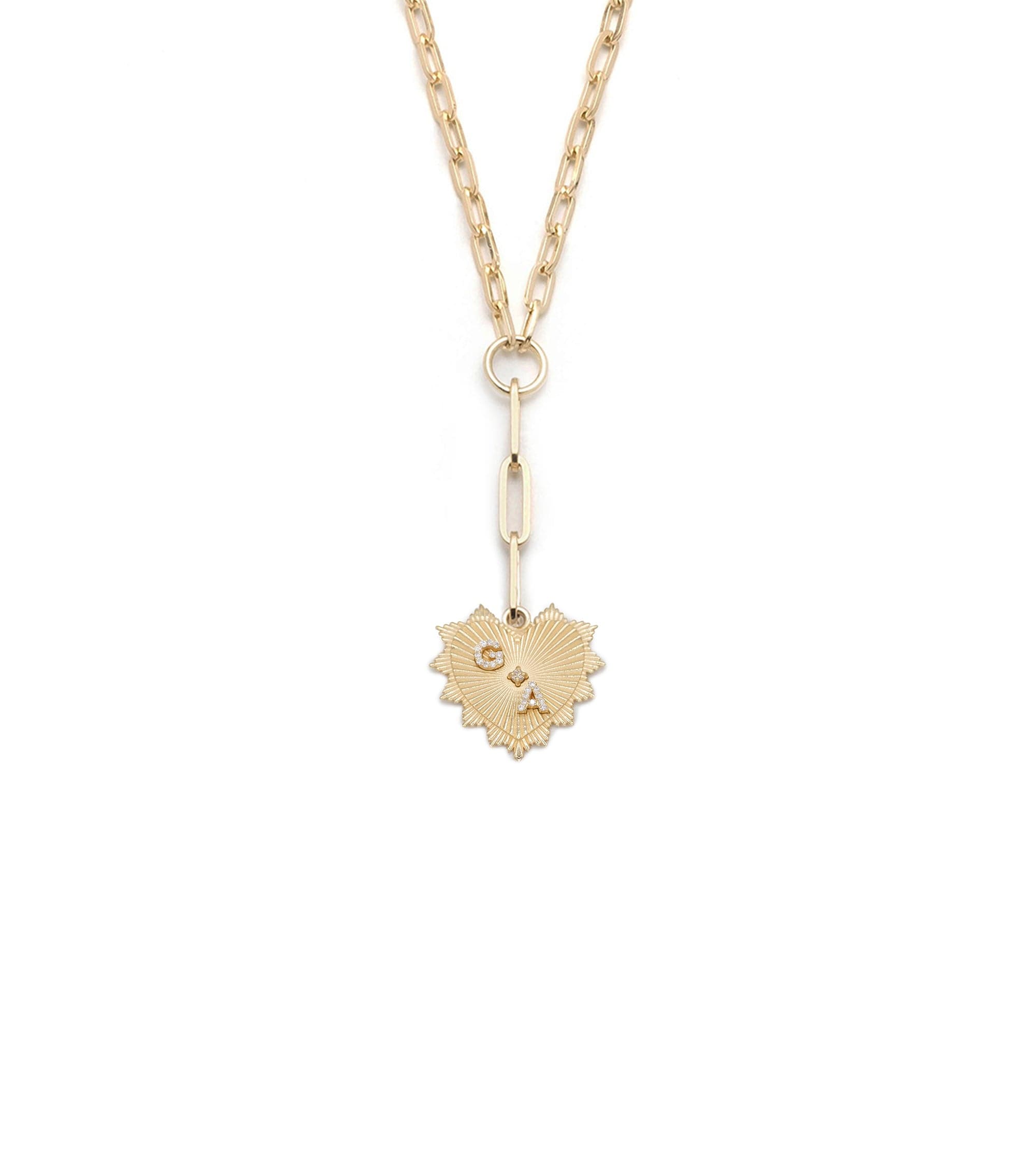 foundrae Personalized Medium Heart Refined Clip Extension Chain Necklace