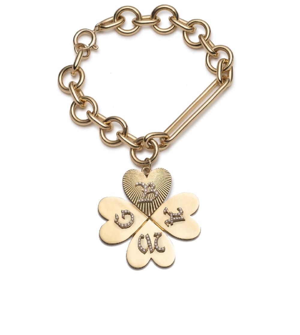 foundrae Personalized Oversized Clover Mixed Oversized Clip Bracelet