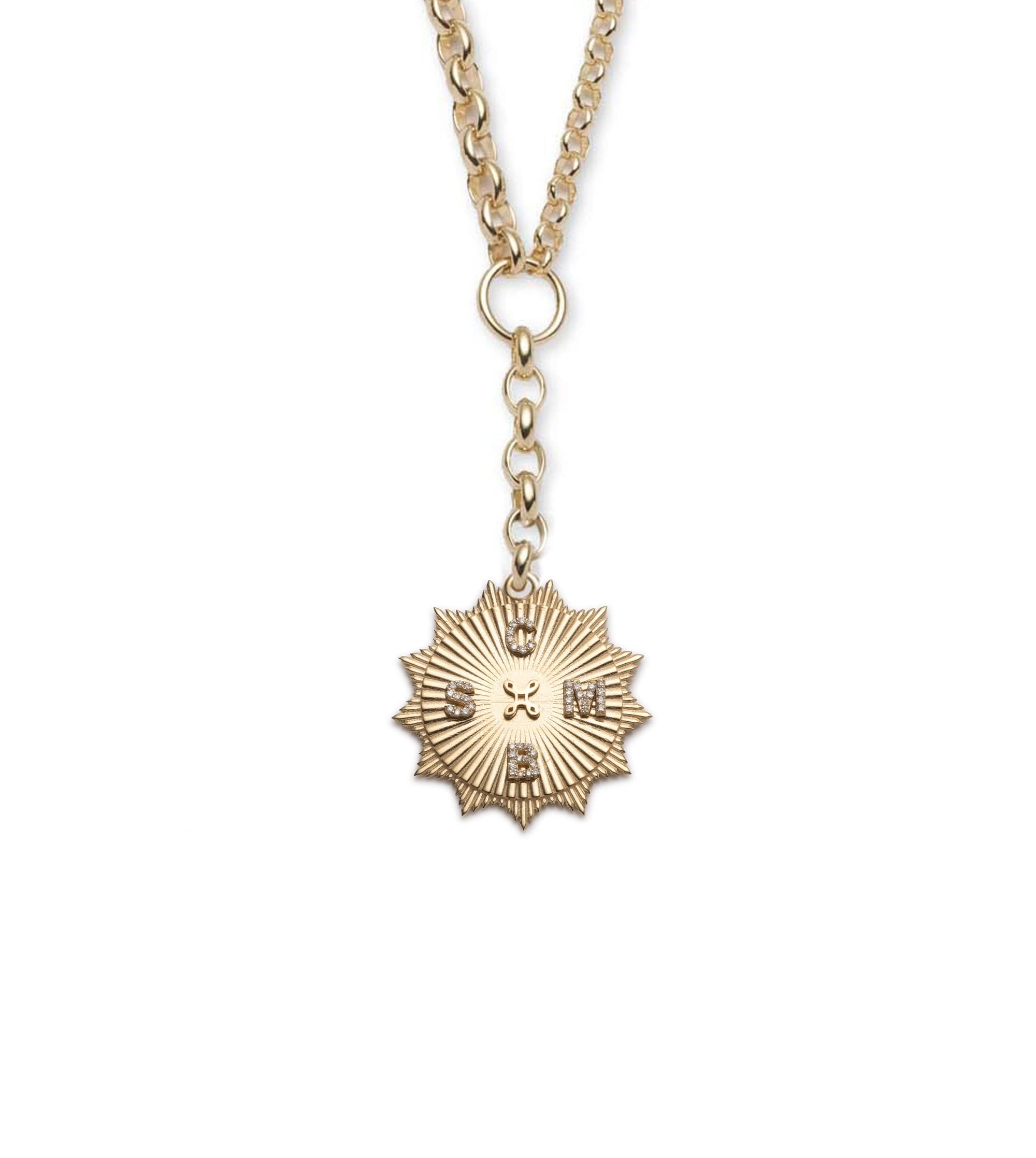 foundrae Personalized Radiating Love Token Heavy Mixed Belcher Extension Chain Necklace