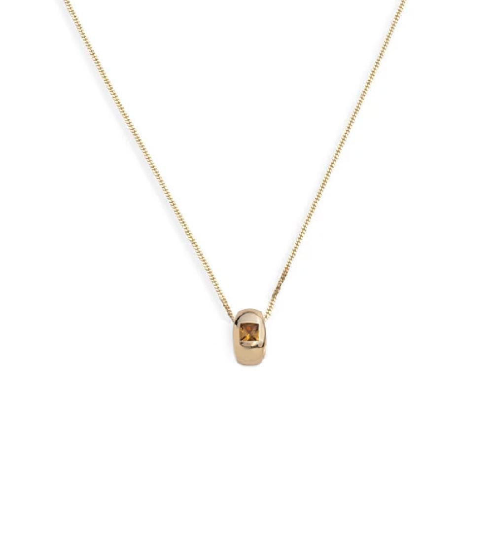 foundrae Princess Cut Champagne Citrine - Love Fine Diamond Cut Curb Necklace