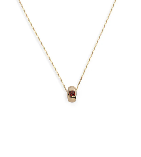 foundrae Princess Cut Garnet - Love Fine Diamond Cut Curb Necklace