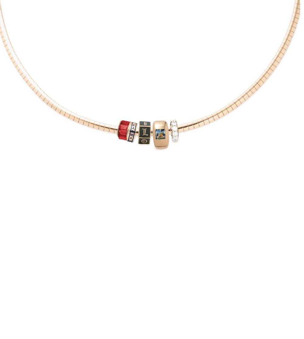 foundrae Princess Cut Swiss Blue Heart Slide & Custom Small Sleek Collar Necklace