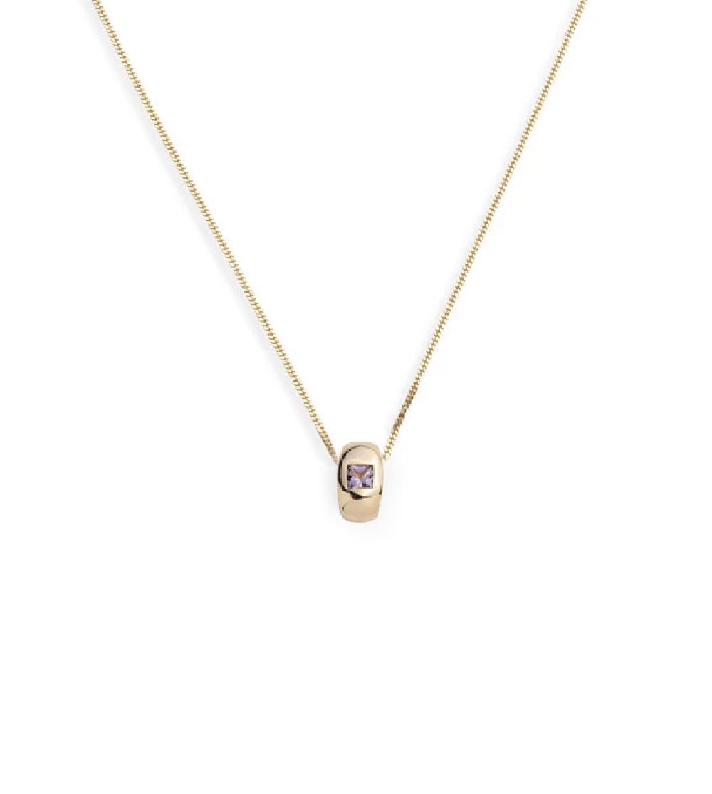 foundrae Princess Cut Violet Spinel - Love Fine Diamond Cut Curb Necklace