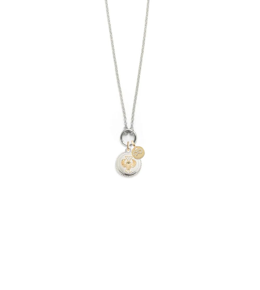 foundrae Protection and Infinity Small Belcher Open Chain Story in Mixed Gold with Diamonds