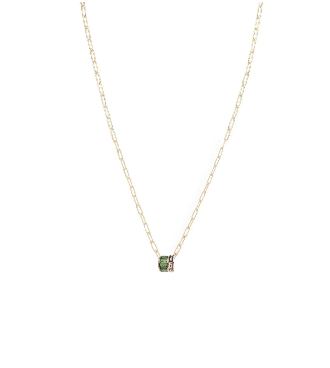 foundrae Protection & Baguette Tsavorite Heart Beat Super Fine Clip Chain Necklace