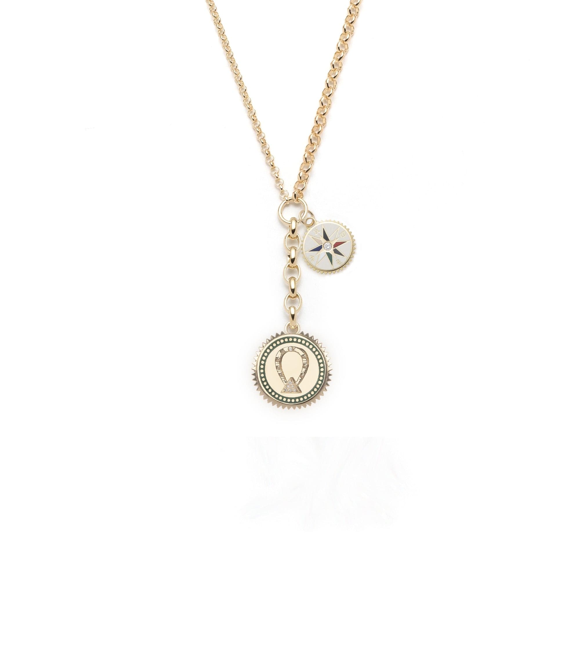 foundrae Protection & Internal Compass Medium Mixed Belcher Extension Chain Necklace