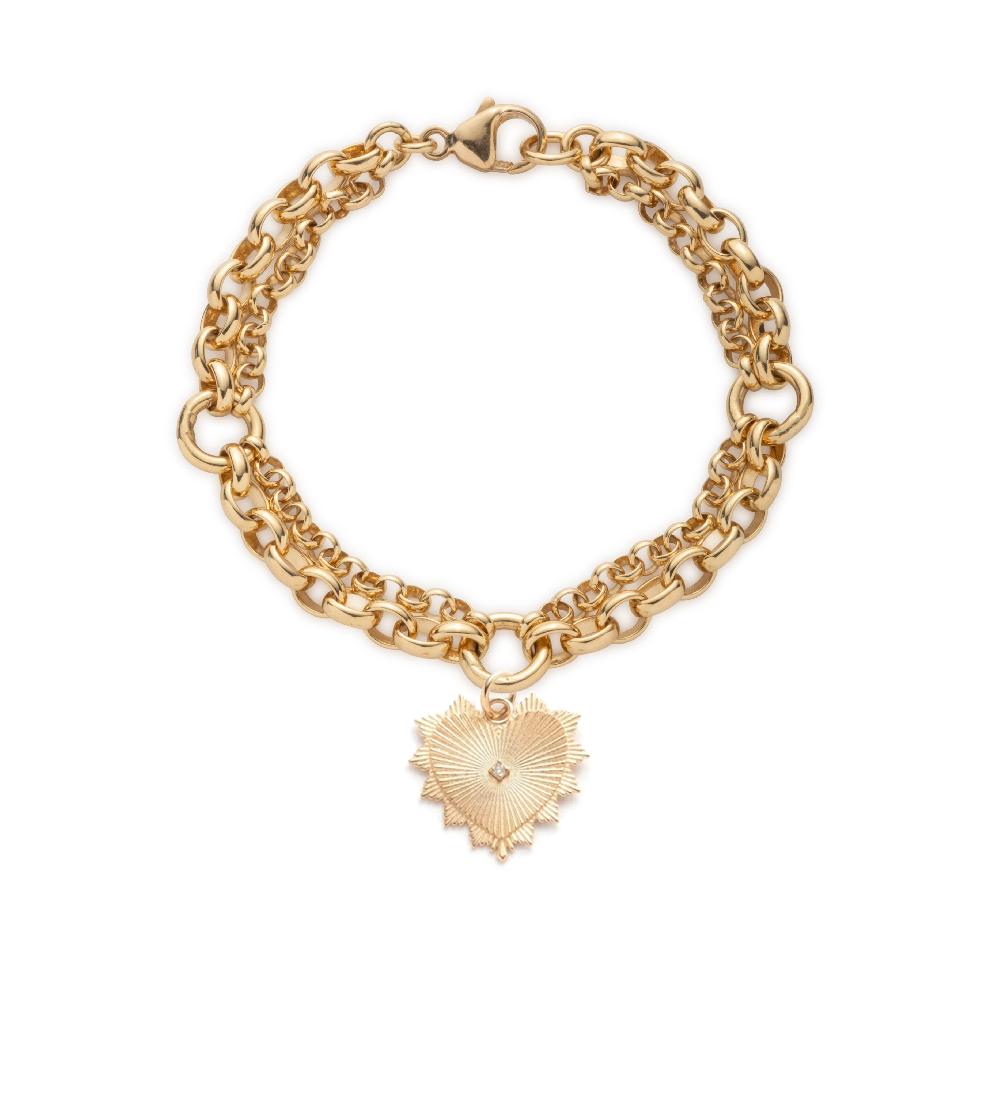 foundrae Radiating Heart Festoon Chain Bracelet in Yellow Gold