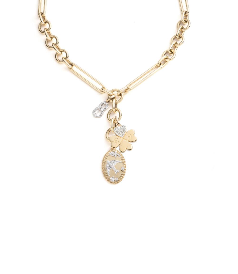 foundrae Resilience and Initials & Numbers Oversized Mixed Clip Story in Mixed Gold with Diamonds