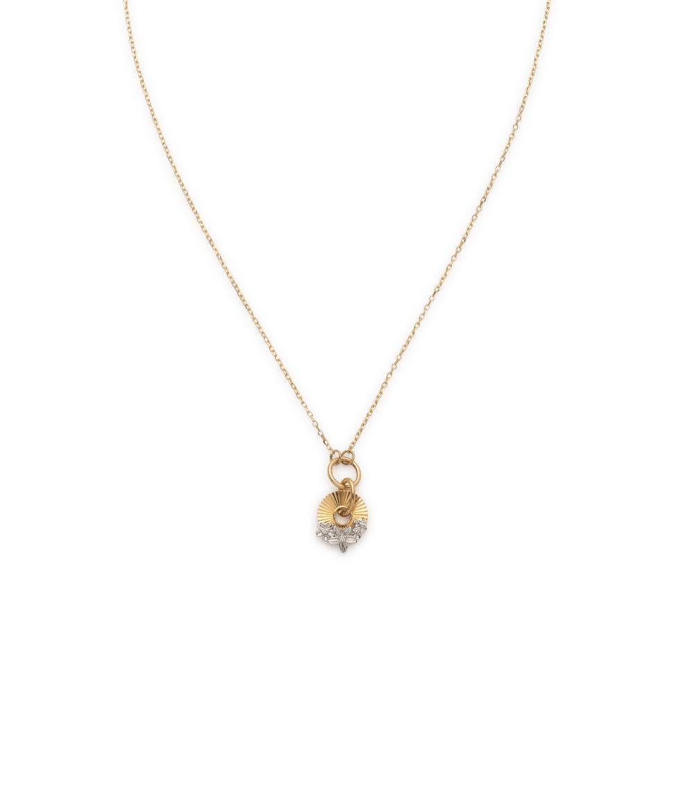 foundrae Resilience Disk Drop Necklace in Mixed Gold with Diamonds