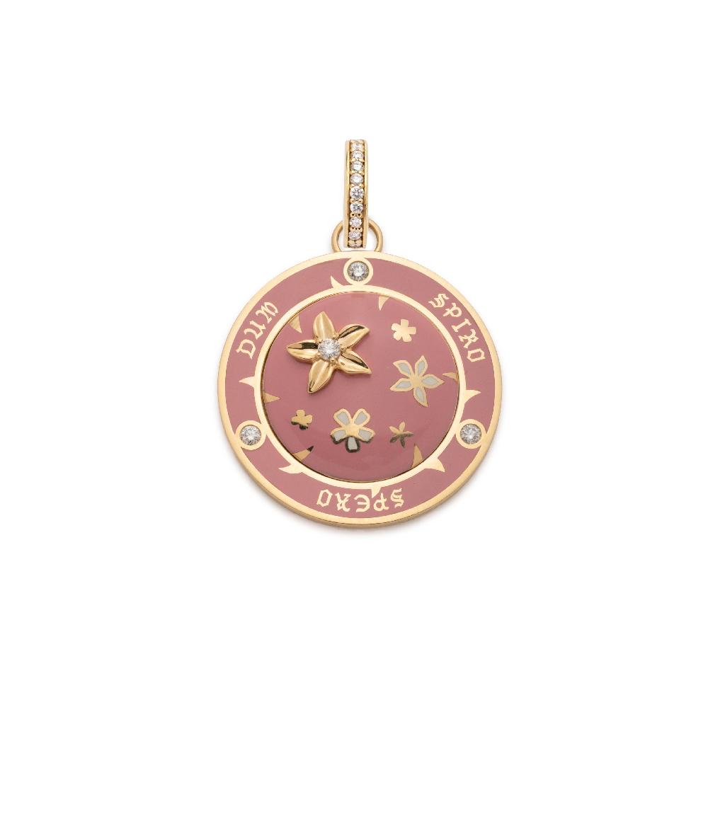 foundrae Resilience Large Ceramic Medallion in Yellow Gold with Diamonds and an Annex Link