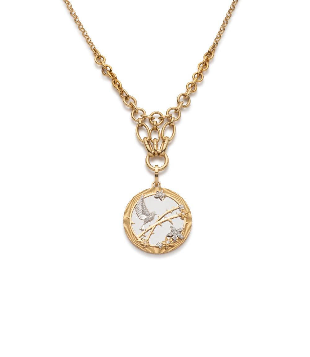 foundrae Resilience Lattice Chain Necklace in Mixed Gold with Diamonds