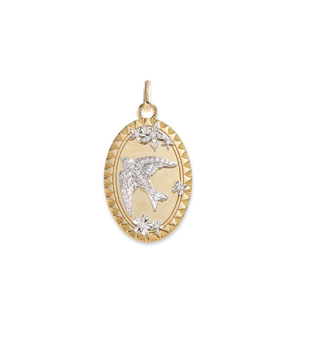 foundrae Resilience Oval Medallion in Mixed Gold with Diamonds and an Annex Link