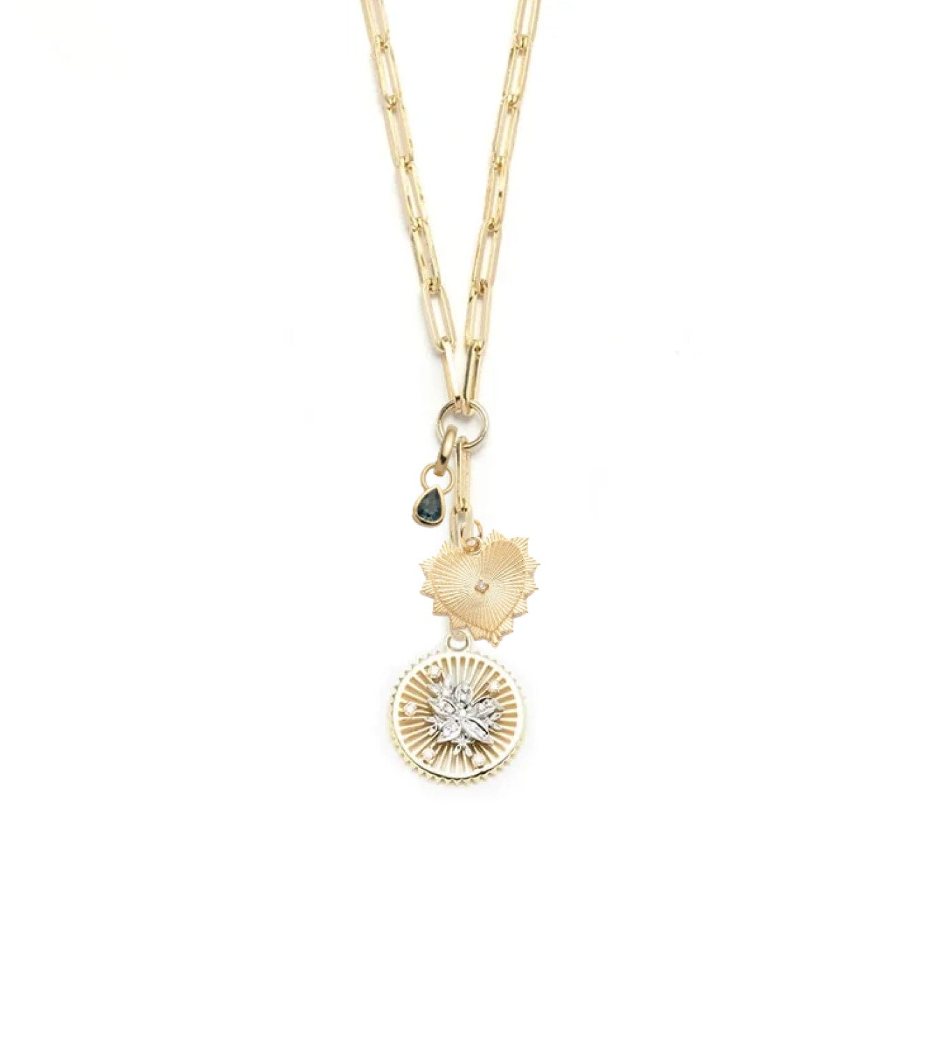 foundrae Resilience Radiating Heart & Forever & Always a Pair Classic Fob Extension Necklace