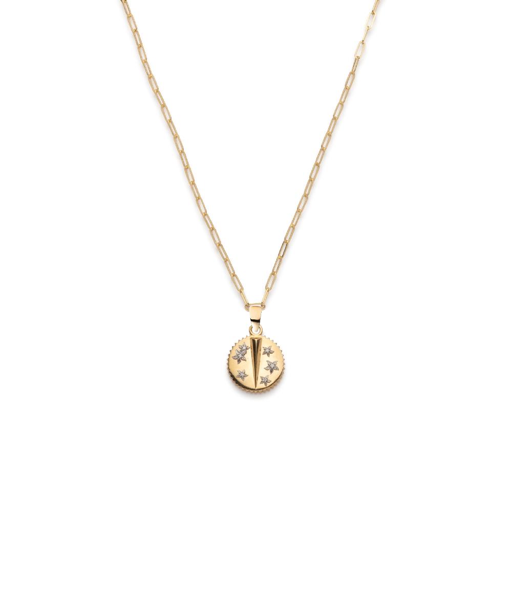 foundrae Resilience Super Fine Clip Necklace in Yellow Gold with Diamonds