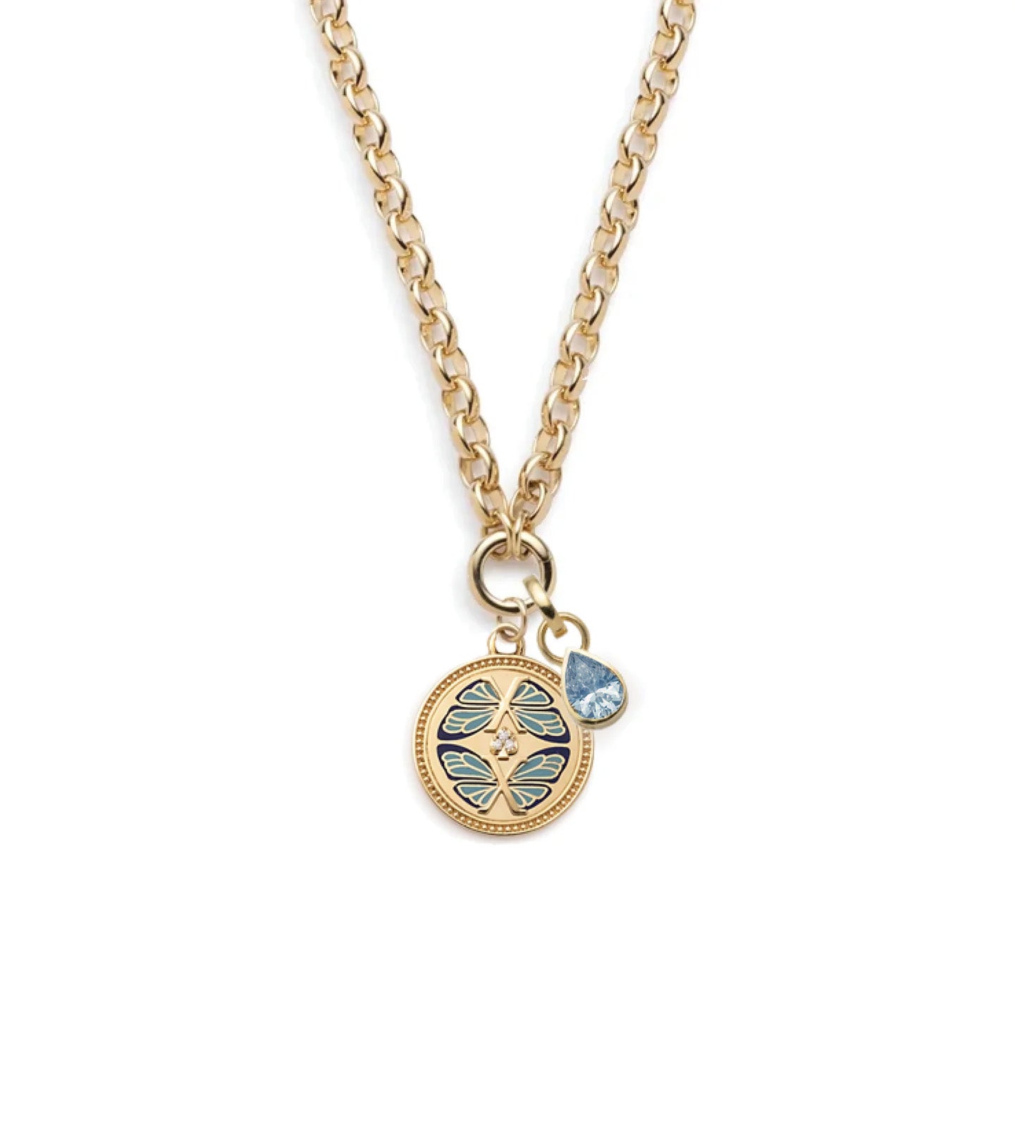 foundrae Reverie & Aquamarine Forever Pair Heavy Belcher Open Chain Necklace