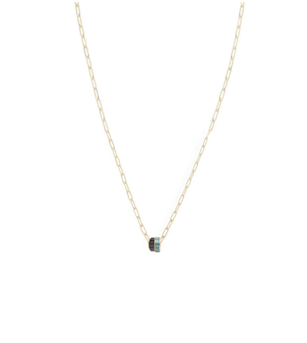 foundrae Reverie & Baguette Blue Sapphire Heart Beat Super Fine Clip Chain Necklace