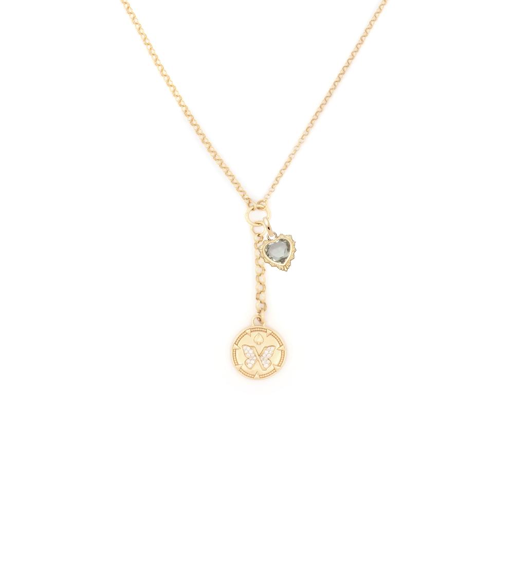 foundrae Reverie & Gemstone Heart Small Mixed Belcher Extension Chain Necklace