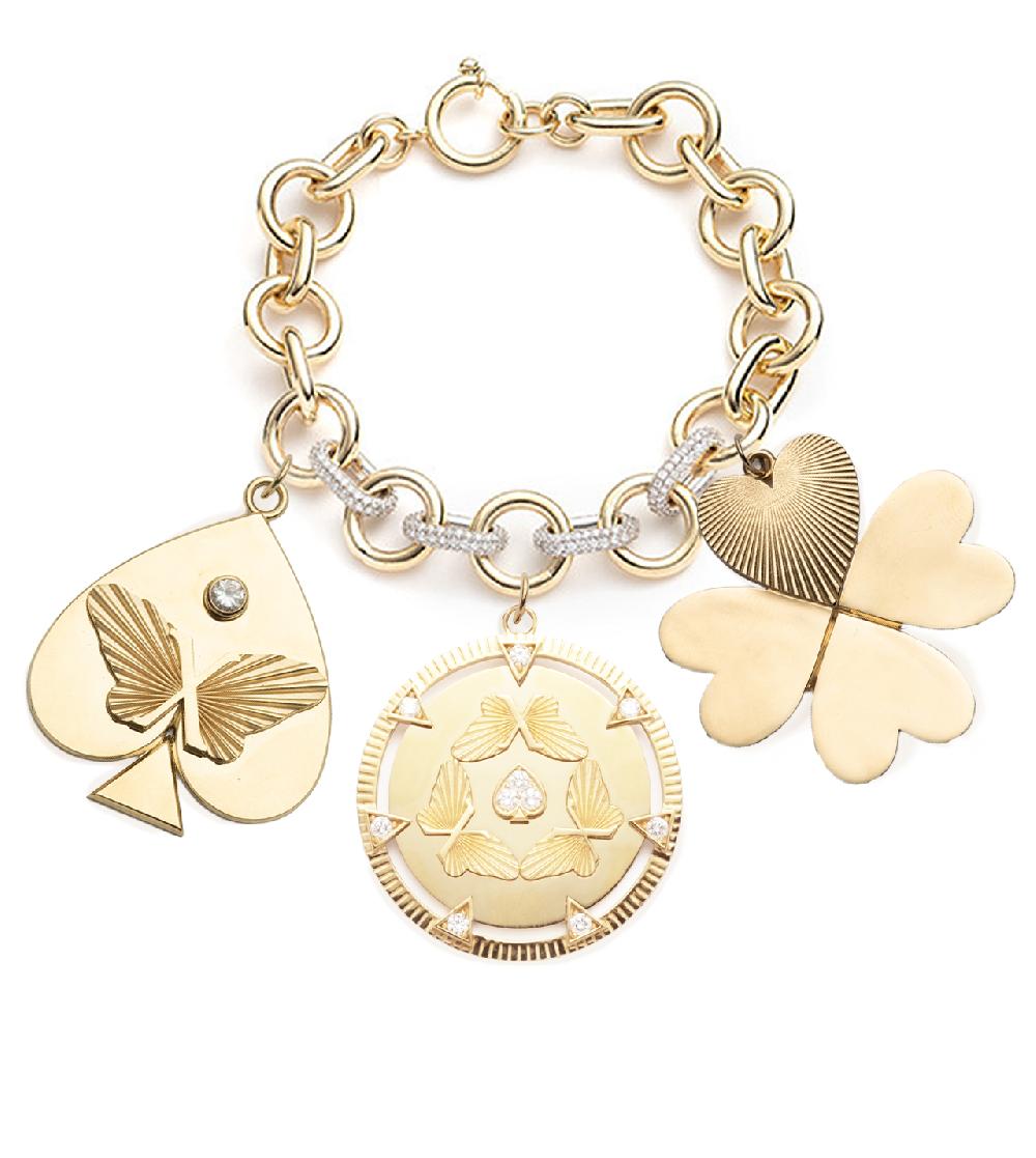 foundrae Reverie Spade & Four Heart Clover Oversized Pave Mixed Link Bracelet Story