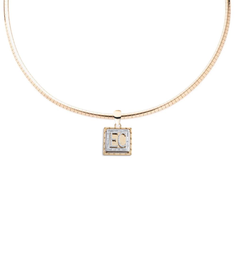 foundrae Small Custom Diamond Initial Sleek Collar Necklace