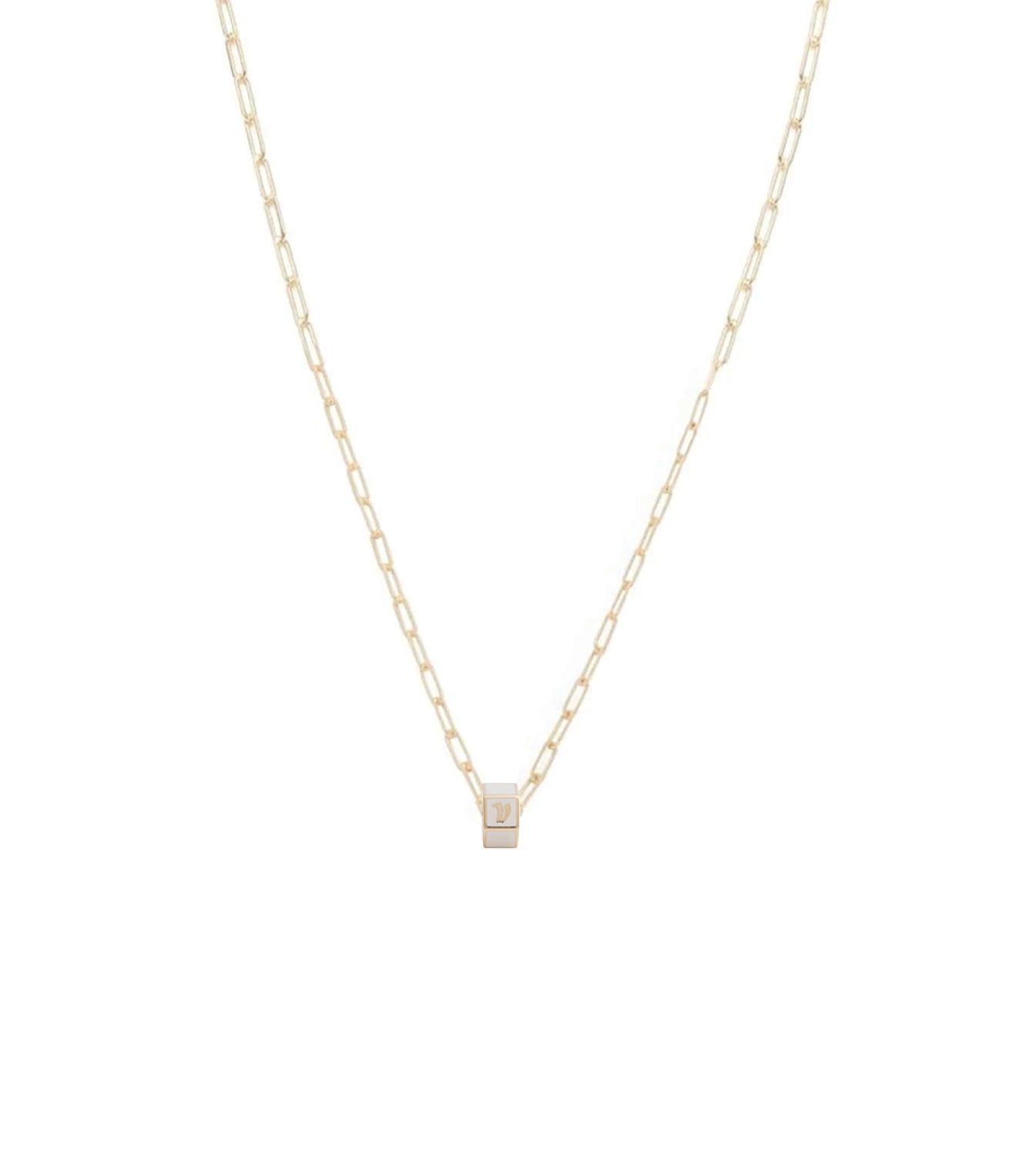 foundrae Small Custom Faceted Heart Beat Super Fine Clip Necklace White