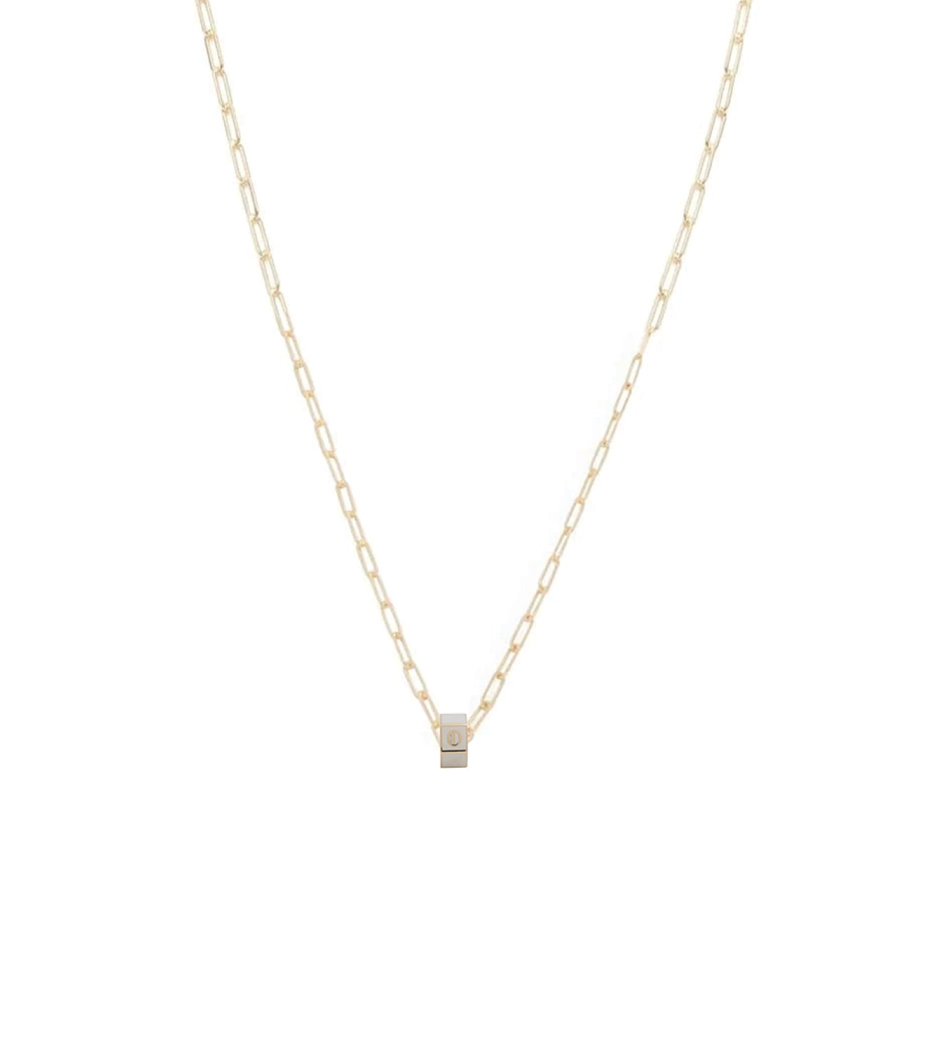 foundrae Small Custom Faceted Heart Beat Super Fine Clip Necklace Cream