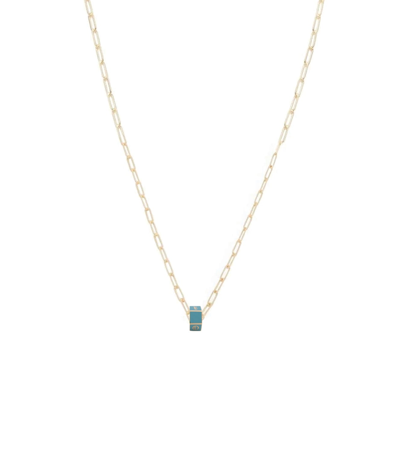 foundrae Small Custom Faceted Heart Beat Super Fine Clip Necklace Aqua