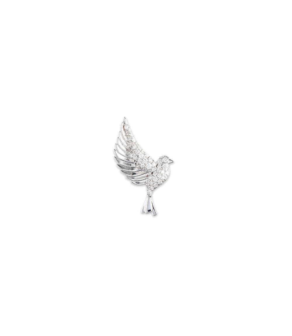foundrae Sparrow Medium Ear Stud in White Gold with Pave Diamonds