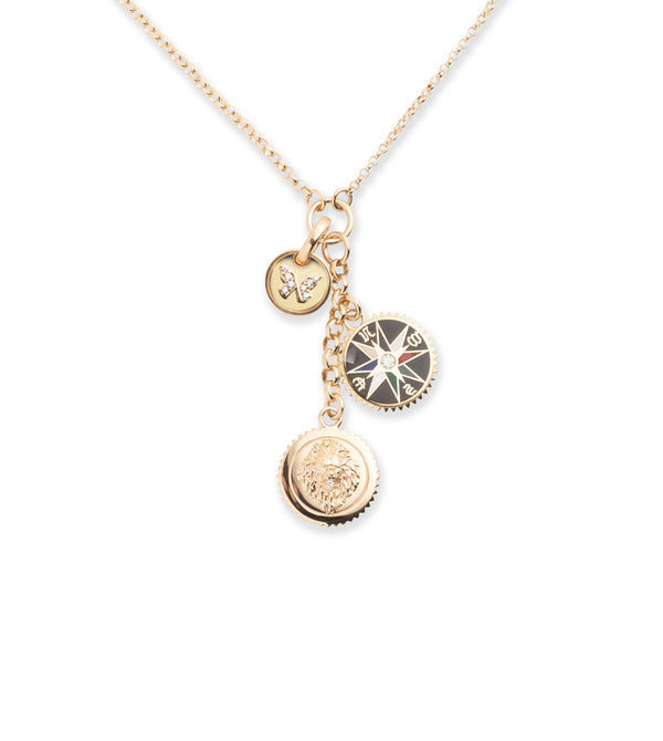foundrae Strength Internal Compass & Reverie Story Small Mixed Belcher Extension Chain Necklace