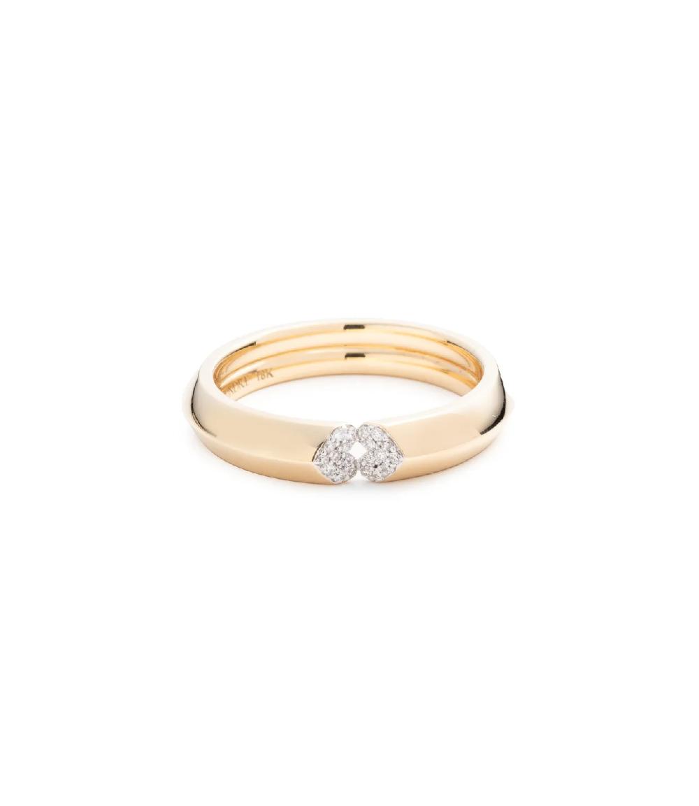 foundrae Strong Heart Band in Yellow Gold with Pave Diamonds