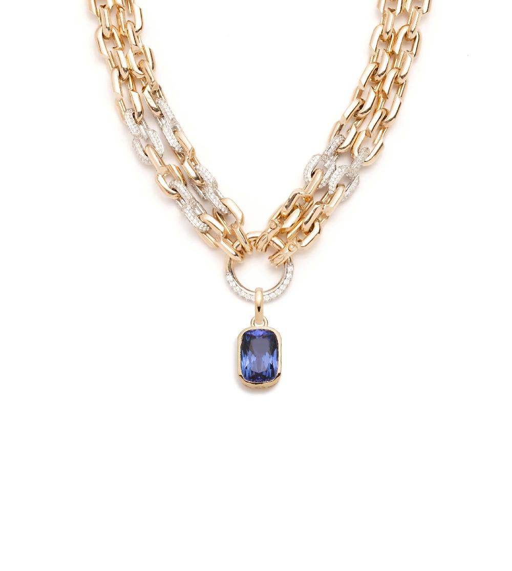foundrae Tanzanite One-of-a-Kind Pave Diamond Strong Hearts Multi-Strand Necklace