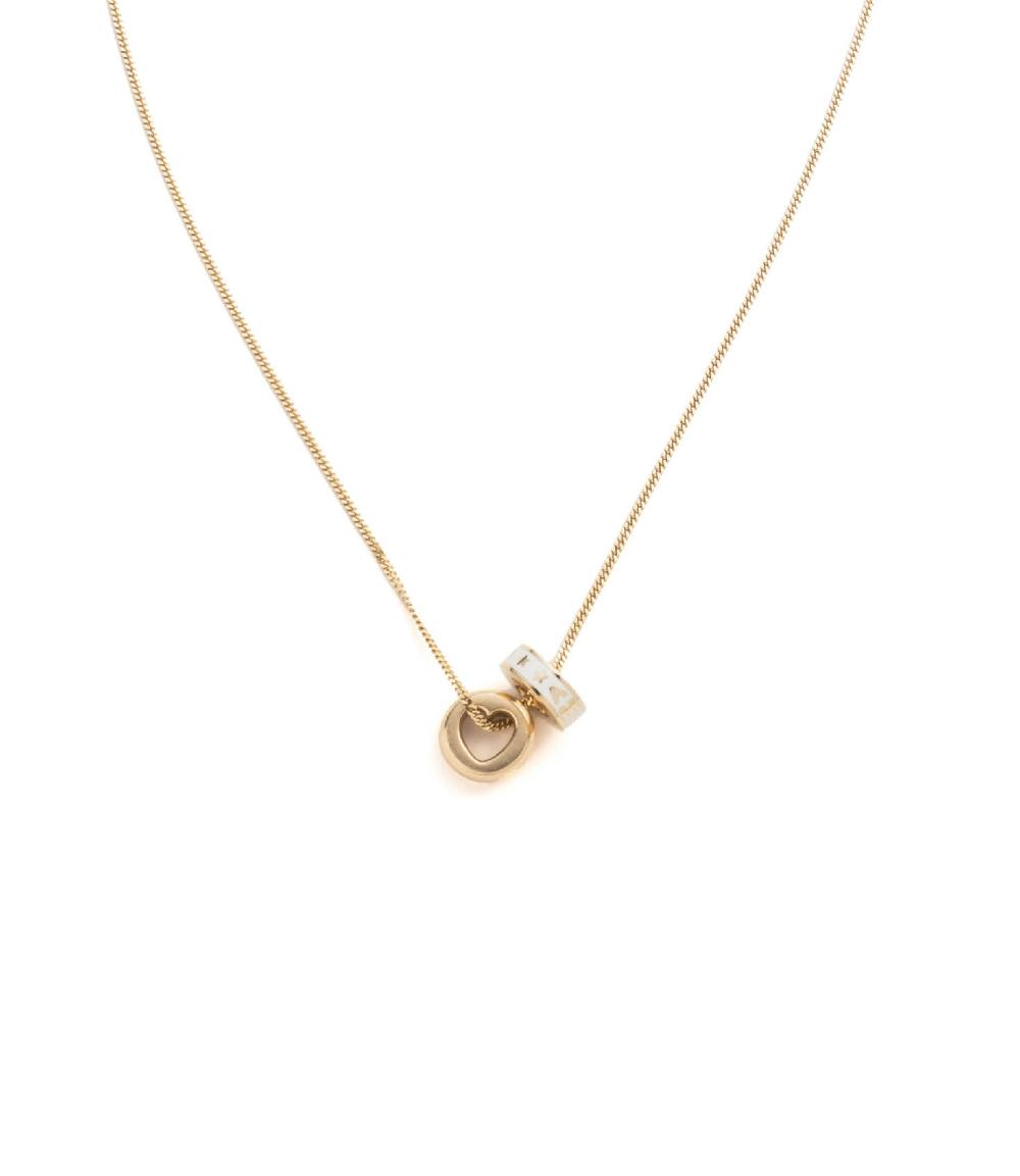 foundrae Tenet Heart Beat Diamond Cut Curb Necklace in Yellow Gold with Ceramic