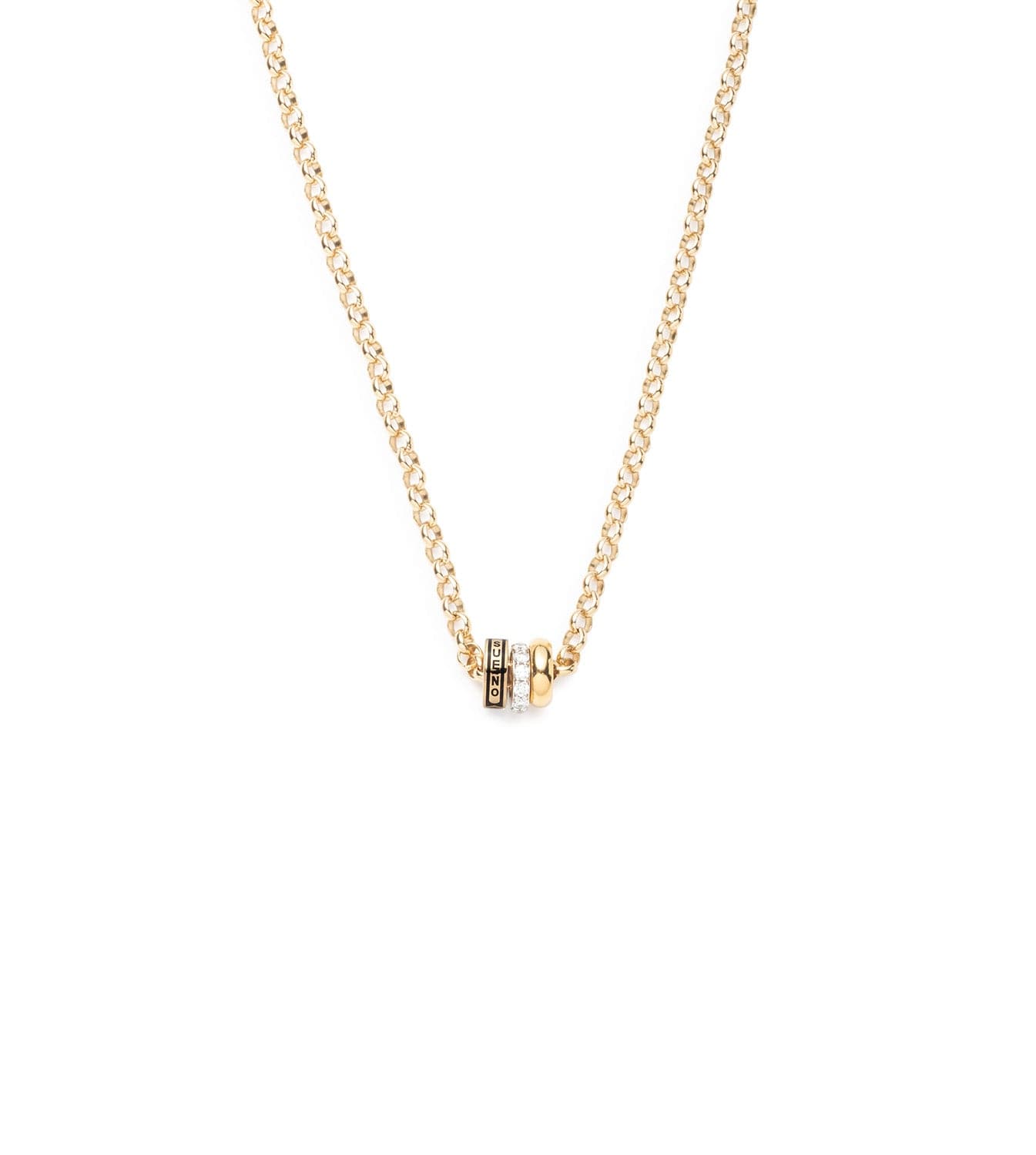 foundrae Tenet Pave Diamond Edge & Chubby Gold Heart Beat Story - Medium Belcher Chain Necklace