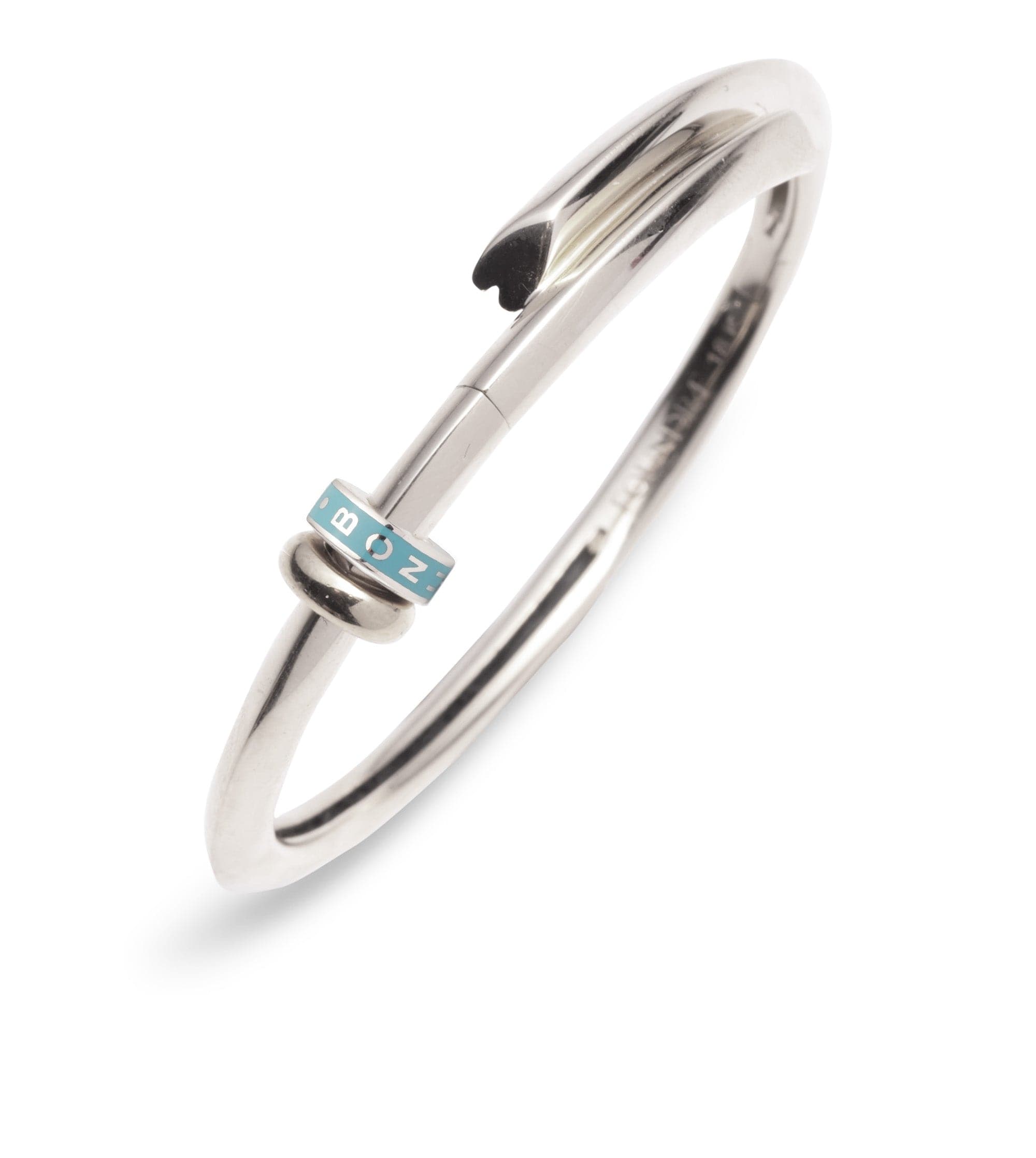 foundrae Tenet & White Gold Heart Beat Strong Heart Bangle