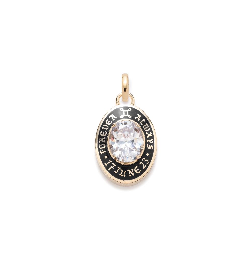 foundrae True Love Cigar Band Pendant in Yellow Gold and Black Ceramic with Diamond and an Annex Link