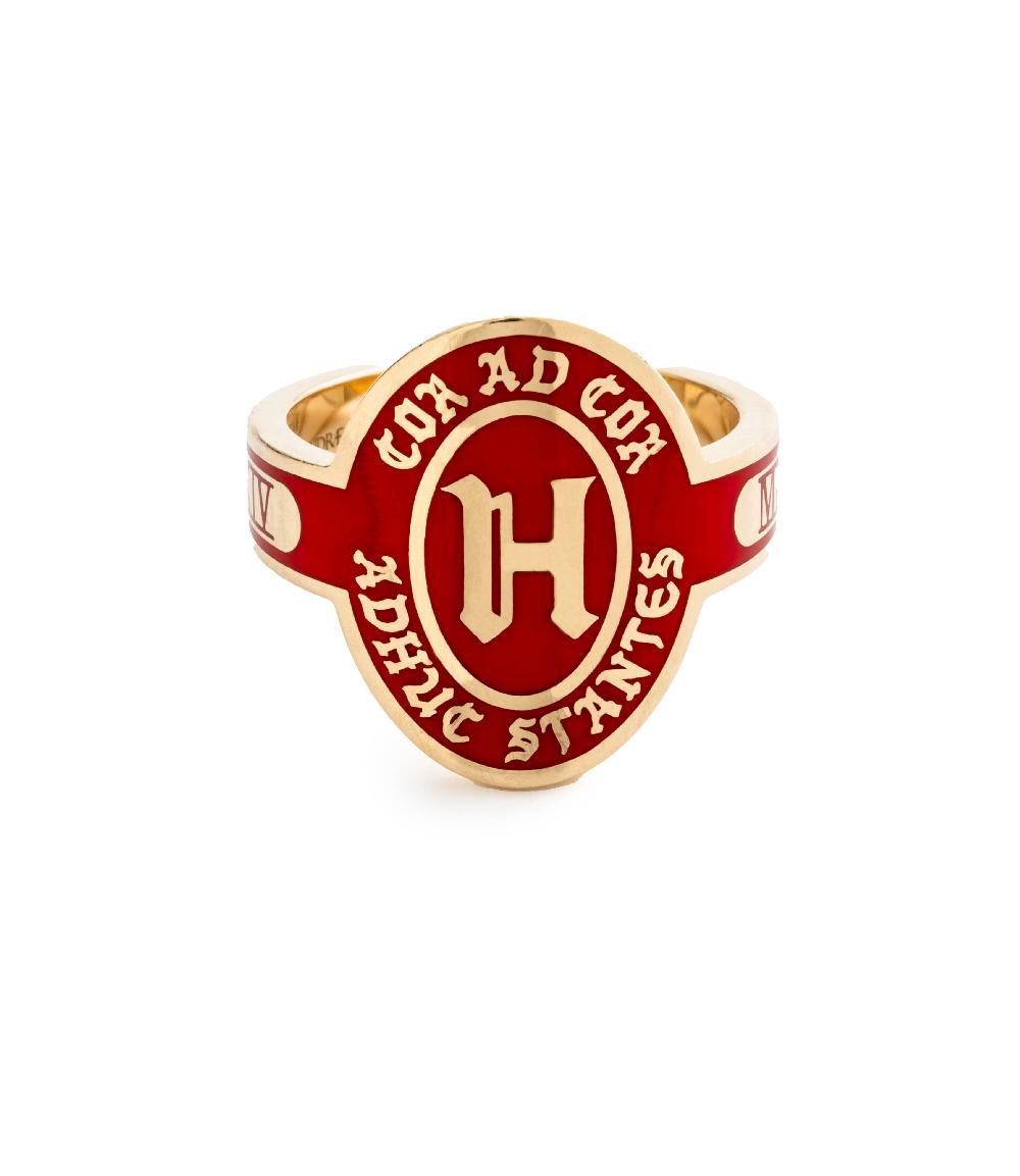 foundrae True Love Custom Cigar Band in Yellow Gold with Red Ceramic