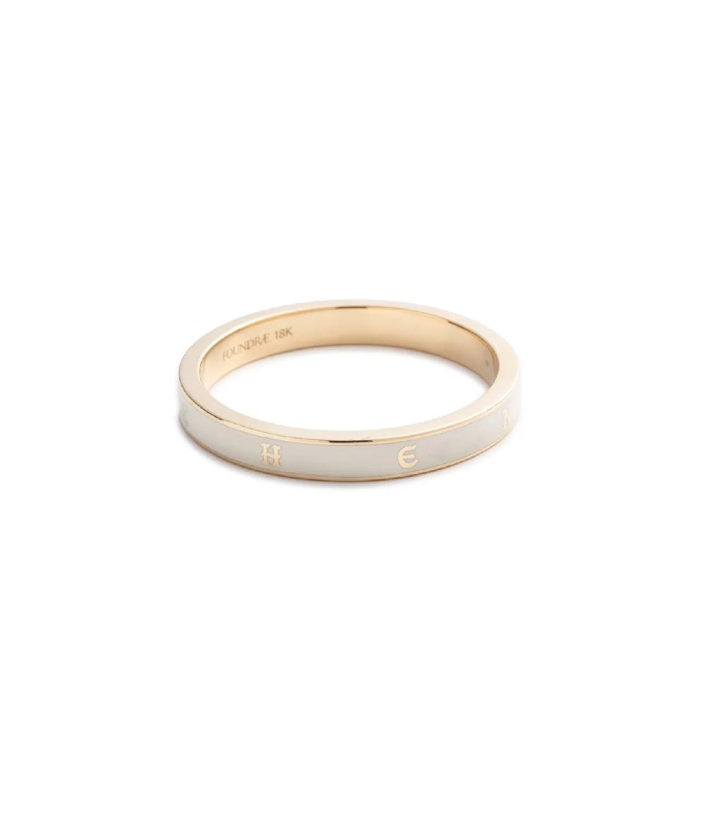 foundrae True Love Custom Thin Band in Yellow Gold with Cream Ceramic