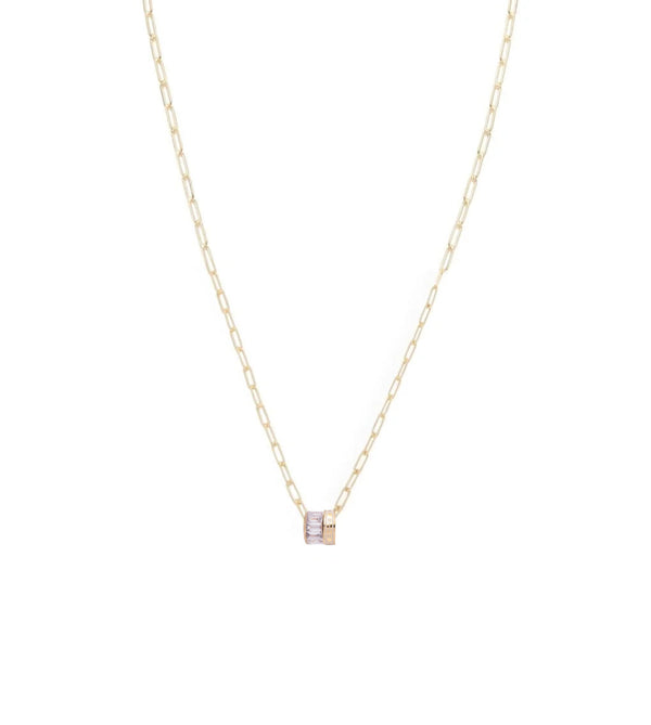 foundrae Vivacity & Baguette Diamond Heart Beat Super Fine Clip Chain Necklace